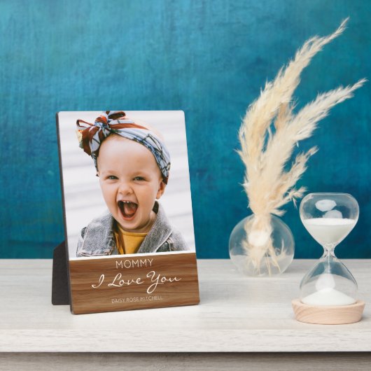 Plaque Photo I Love You Rustic Wood Effect Photo (Côté)