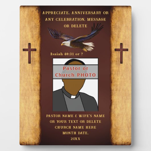 Plaque Photo Idées Cadeaux Anniversaires Pasteur, Appréciation  (Devant)