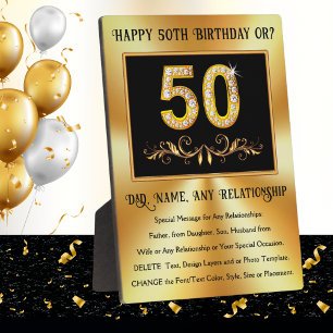 Plaque Photo Idées pour les 50 ans de Papa, Mari, Anniversaire