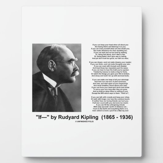 Plaque Photo If- par Rudyard Kipling Poème de conseil motivatio (Devant)