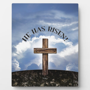 Plaque Photo Il Est Ressuscité Croix Rugueuse Ciel