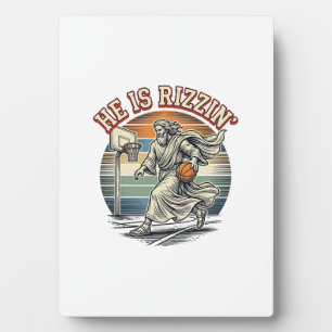 Plaque Photo Il est Rizzin Vintage Basketball Religious T-Shirt