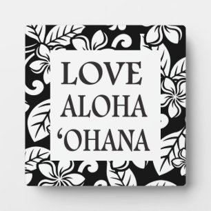 PLAQUE PHOTO ÎLE MOTIF PLUMÉRIA NOIR- OHANA