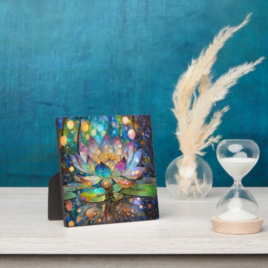 Plaque Photo Illuminated Blooming Lotus Flower (Insitu)