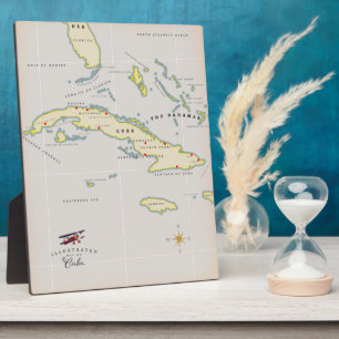 Plaque Photo Illustrated map of Cuba