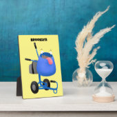 Plaque Photo Illustration amusante du mélangeur de ciment bleu (Côté)