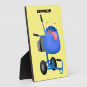 Plaque Photo Illustration amusante du mélangeur de ciment bleu (Côté)