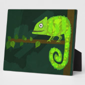 Plaque Photo Illustration de caméléon vert mignon Reptile tropi (Côté)