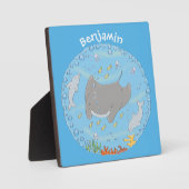 Plaque Photo Illustration de dessin animé de raie manta et de b (Recto)