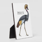 Plaque Photo illustration de dessin animé d'oiseau grue couronn (Côté)