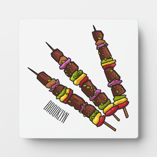Plaque Photo Illustration de dessin animé Kebab ou kabob (Devant)