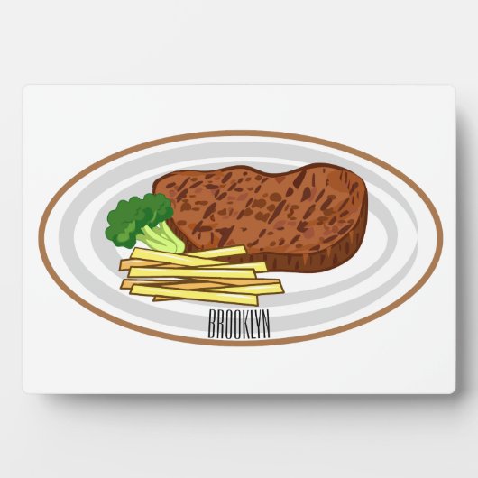 Plaque Photo Illustration de dessin de steak (Devant)