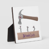 Plaque Photo Illustration de dessin mignon, marteau et ongles (Recto)