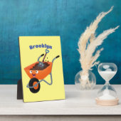 Plaque Photo Illustration de la brouette en brouette orange trè (Côté)
