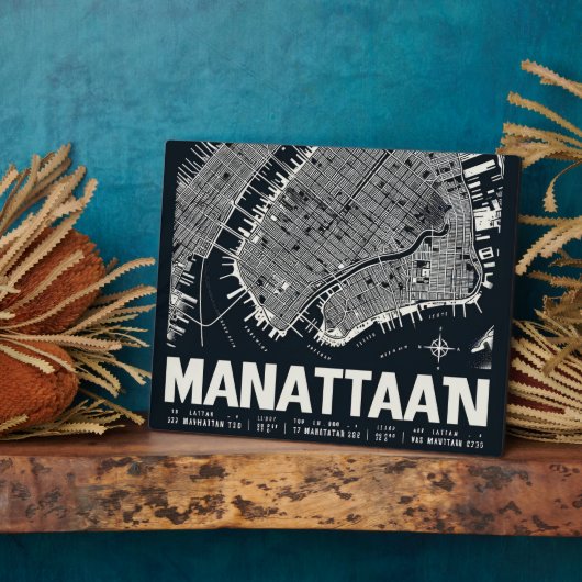 Plaque Photo Illustration de la carte de Manhattan (Côté)