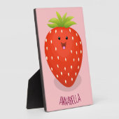 Plaque Photo Illustration de la fraise Cute kawaii (Côté)
