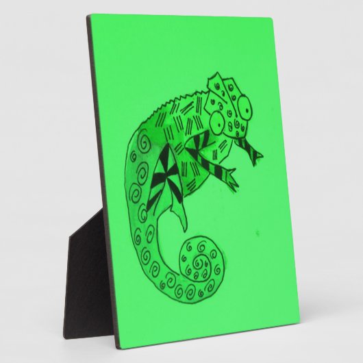 Plaque Photo Illustration de l'art du lézard caméléon vert migr (Côté)