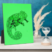 Plaque Photo Illustration de l'art du lézard caméléon vert migr (Côté)