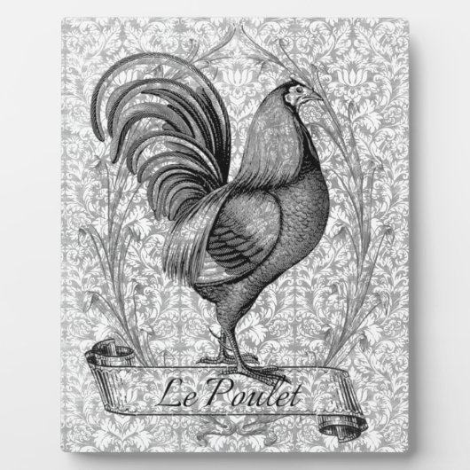 Plaque Photo Illustration de poulet vintage (Devant)