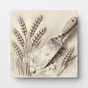 Plaque Photo Illustration de racloir de pâte en farine avec des