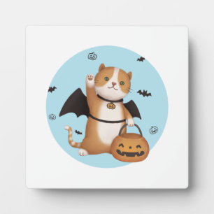 Plaque Photo Illustration d'Halloween : Chat de chaume