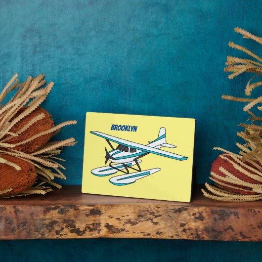 Plaque Photo Illustration d'hydravion bleu blanc (Côté)