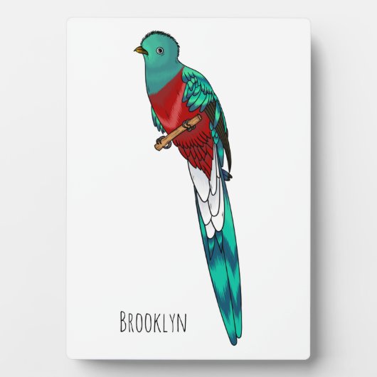 Plaque Photo Illustration d'oiseau de quetzal resplendissant (Devant)