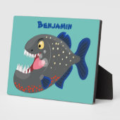 Plaque Photo Illustration drôle de piranha affamée (Côté)