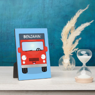 Plaque Photo Illustration d'un camion kawaii rouge mou