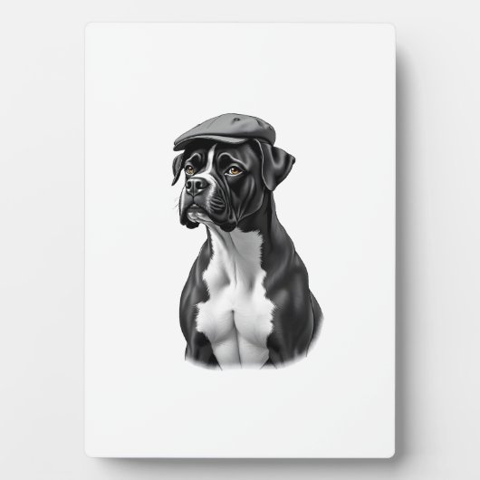 Plaque Photo Illustration Graphique Monochrome de Boxer Vintage (Devant)