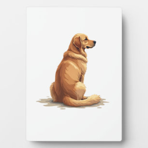 Plaque Photo Illustration Rétro de Golden Retriever Vue Arrière