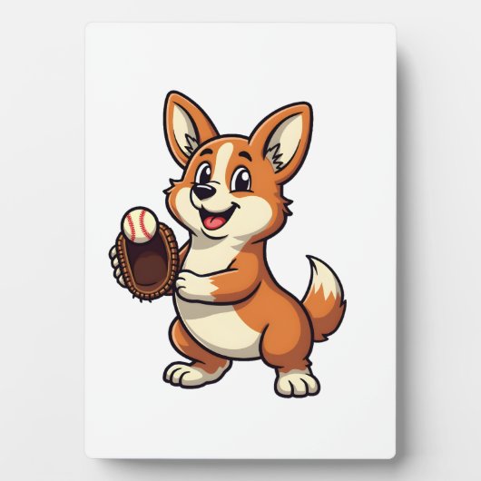 Plaque Photo Illustration vectorielle de corgi de baseball vint (Devant)
