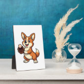 Plaque Photo Illustration vectorielle de corgi de baseball vint (Côté)