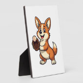 Plaque Photo Illustration vectorielle de corgi de baseball vint (Côté)