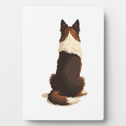 Plaque Photo Illustration vintage de Border Collie vu de dos (Devant)
