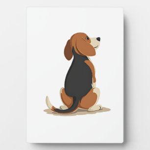 Plaque Photo Illustration vue arrière du chien Beagle vintage A