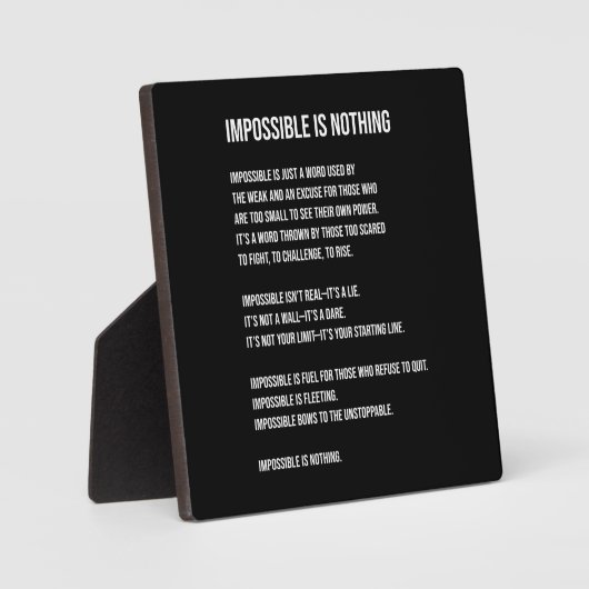 Plaque Photo Impossible N'Est Rien, Gym, Hustère, Succès, Grind (Recto)