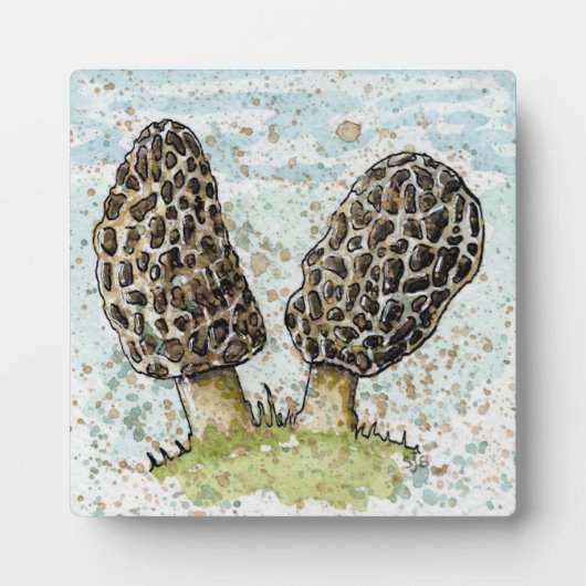 Plaque Photo Impression d'aquarelle Morel Mushroom avec socle d (Devant)