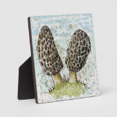 Plaque Photo Impression d'aquarelle Morel Mushroom avec socle d (Recto)