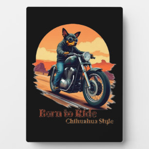 Plaque Photo Impression d'art de moto Chihuahua né pour rouler