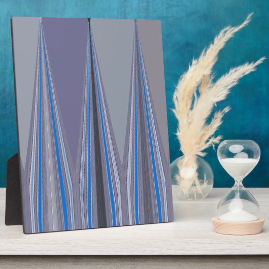 Plaque Photo Impression d'art en chevron bleu, violet, gris (Côté)