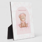 Plaque Photo Impression Ourson Câlin | Nursery pour Bébé Fille (Côté)