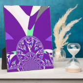 Plaque Photo Imprimante d'art bleu rétro Cyan Kaleidoscope (Côté)