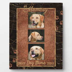 Plaque Photo In Dog Memory Marble Rustic Gold Keepsake