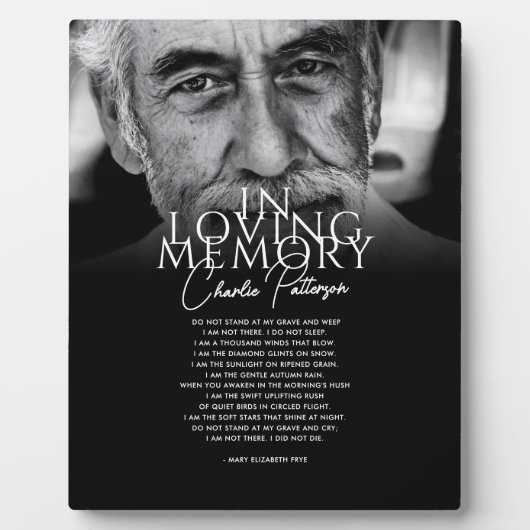 Plaque Photo In Love Memory Custom Text & Photo Memorial (Devant)