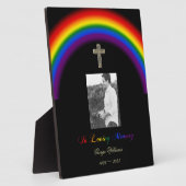 Plaque Photo In Love Memory LGBT Pride Rainbow Cross Photo (Côté)