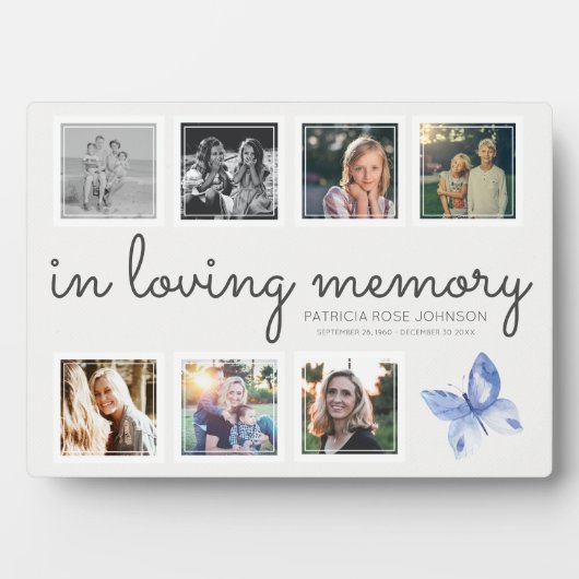 Plaque Photo In Love Memory Photo Collage Papillon Keepsaké (Devant)