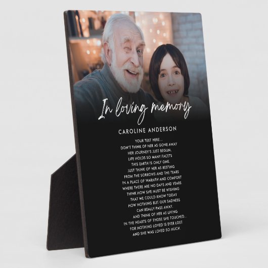 Plaque Photo In Love Memory Photo Texte personnalisé (Côté)