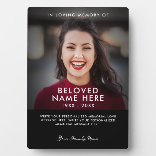 Plaque Photo In Love Memory Photo Tribute (Devant)