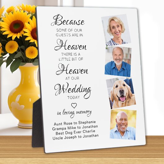 Plaque Photo In Loving Memory 4 Photo Heaven Wedding Memorial